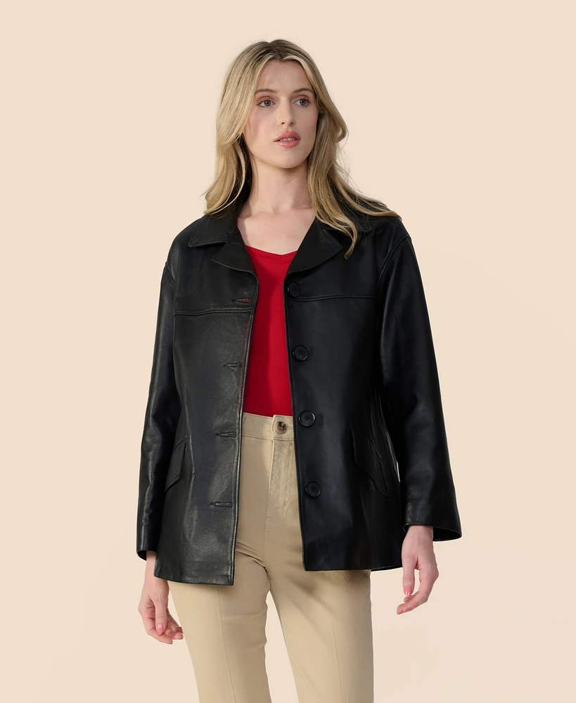 Furniq Uk Women's Relaxed Leather Jacket, Created for Macy's