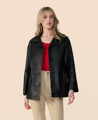 Furniq Uk Women's Relaxed Leather Jacket, Created for Macy's