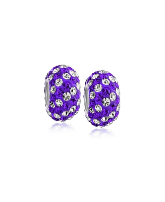 Bling Jewelry Set Of 2 Striped Crystal Spacer Bead Core .925 Sterling Silver