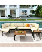 Mondawe Modern Outdoor Sectional Sofa Set Conversation with Cushions for Patio