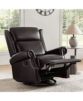 Paoletta Genuine Leather Manual Swivel Glider Recliner