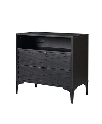 Auguste 2-Drawer Nightstand with Charging Port