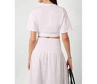 WeWoreWhat Women's Ruched Cropped Tee