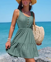 Cupshe Women's Breezy Crochet Lace Tiered Beach Cover Up Dress