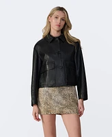Furniq Uk Women's Cropped Leather Jacket