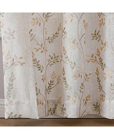 Kate Aurora 1 Piece Vanessa Floral Embroidered Linen Blend Semi Sheer Grommet Window Curtain Panel