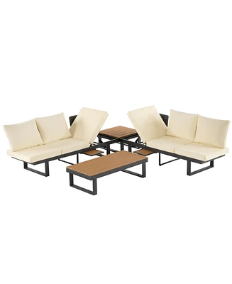 Mondawe Outdoor Sectional Sofa Set Patio Conversation with Adjustable Reclining Seats