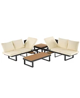 Mondawe Outdoor Sectional Sofa Set Patio Conversation with Adjustable Reclining Seats