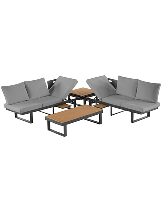 Mondawe Outdoor Sectional Sofa Set Patio Conversation with Adjustable Reclining Seats