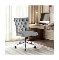 Yaheetech Velvet Upholstered Home Office Chair, Green