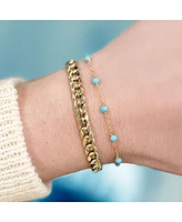 The Lovery Turquoise Bead Chain Bracelet 14K Gold