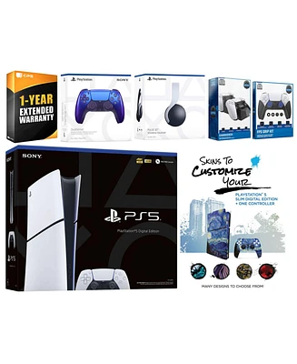 Sony Playstation 5 Slim Digital with Pulse Headset, Extra Volcanic Red Controller, Fps Grip Kit