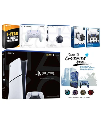 Sony Playstation 5 Slim Digital with Pulse Headset, Extra Volcanic Red Controller, Fps Grip Kit