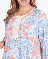 Ruby Rd. Plus Floral Puff Print Top