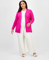 Jones New York Plus Sutton Open-Front Cardigan