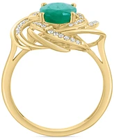 Effy Emerald (1-1/2 ct. t.w.) & Diamond (1/6 ct. t.w.) Spiral Statement Ring in 14k Gold