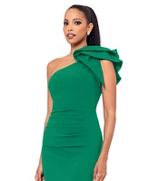 Betsy & Adam Women's Asymmetric Ruffled Sleeveless Sheath Dress
