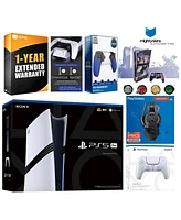 Sony Playstation 5 Pro Bundle with Extra Starlight Blue Controller, Plantronics Headset, Trigger Stop Kit, Dual Charge Dock and MightySkins Decal Vouc