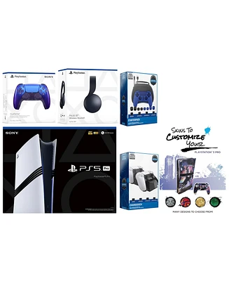 Sony Playstation 5 Pro Bundle with Black Pulse Headset, Extra Starlight Blue Controller, Gamer Kit
