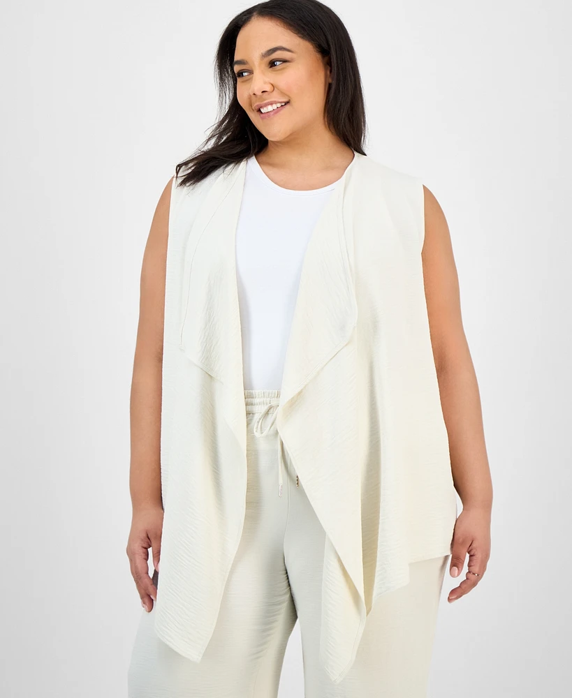 Jones New York Plus Cascade Open-Front Vest