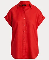 Lauren Ralph Dolman-Sleeve 100% Linen Shirt