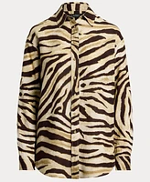 Lauren Ralph Women's Relaxed-Fit Zebra-Print Linen Shirt
