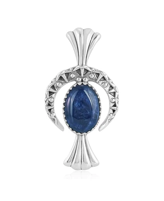 Sterling Silver Sodalite Fritz Casuse Squash Blossom Naja Crescent Moon Pendant Enhancer