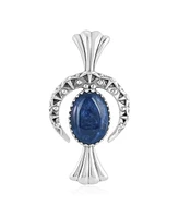 Sterling Silver Sodalite Fritz Casuse Squash Blossom Naja Crescent Moon Pendant Enhancer