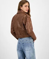 Jou Juniors' Faux-Leather Belted Jacket
