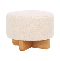 Riah Faux Shearling Round Ottoman