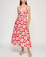 Planet Gold Juniors' Floral-Print Pom Pom-Trim Dress