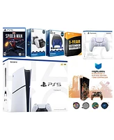 Sony Playstation 5 Slim Disc with Spider-Man: Miles Morales, Extra Sterling Silver Controller, Gamer Kit, Charge Dock and MightySkins Decal Voucher +