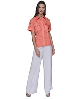 Karl Lagerfeld Paris Women's Eyelet Cotton Shirt