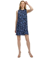 Tommy Hilfiger Women's Printed Ruffle-Trim Shift Dress