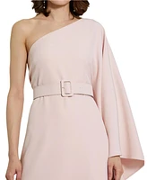 Mac Duggal Women's Crepe One Sleeve Belted Kaftan Dress