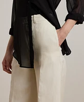 Lauren Ralph Women's Linen-Blend Twill Wide-Leg Pants