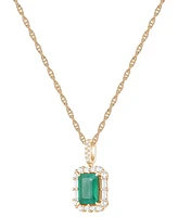Emerald (1 ct. t.w.) & Diamond (1/4 Halo 17" Pendant Necklace 14k Gold (Also Ruby and Sapphire)
