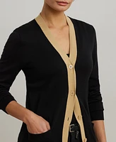 Lauren Ralph Women's Two-Tone Cotton-Blend Cardigan