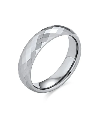 Bling Jewelry Multi Faceted Prism Cut Titanium Band Rings Silver Tone Comfort Fit 5MM
