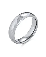 Bling Jewelry Multi Faceted Prism Cut Titanium Band Rings Silver Tone Comfort Fit 5MM
