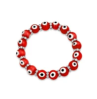 Bling Jewelry Set of 2 Turkish Glass Bead Evil Eye Stretch Bracelet with Crystal Spacers