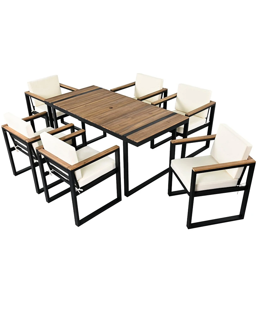 Mondawe 7 Pieces Outdoor Dining Set Patio Table and Chair
