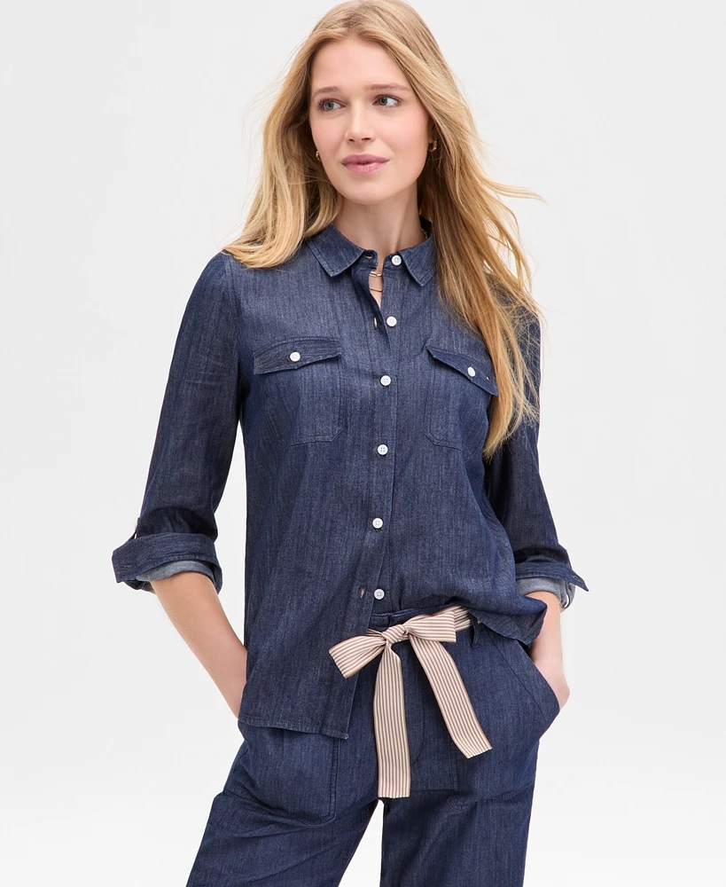 Tommy Hilfiger Women's Chambray Button-Front Work Shirt