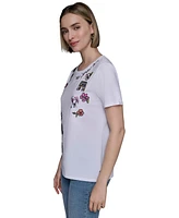 Karl Lagerfeld Paris Women's Embroidered Graphic T-Shirt