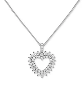 Giani Bernini Cubic Zirconia Cluster Heart Pendant Necklace in Sterling Silver, 18" + 2" extender, Exclusively at Macy's