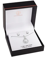 Giani Bernini Cubic Zirconia Infinity Pendant Necklace & Solitaire Stud Earrings in Sterling Silver, Exclusively at Macy's