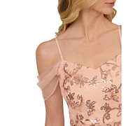 Adrianna Papell Women's Sequinned Embroidered Evening Gown