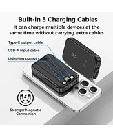 10000mAh Magnetic Power Bank w/ Stand- 3 Cables & Wireless Charging