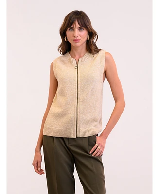 Celtic & Co. Women's Zip Sleeveless Knit Cardigan