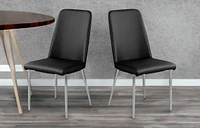 Set of Two Upholstered Faux Leather Dining Chairs for Modern Home Interiors